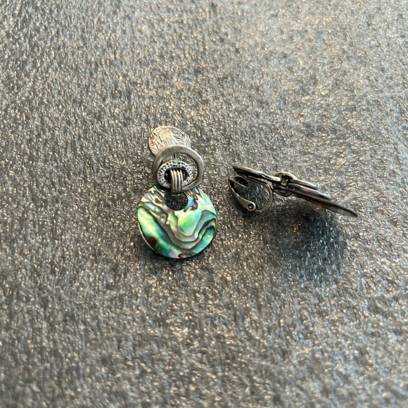 Sterling Silver Abalone Clip on Dangle Earrings - Picture 1 of 3
